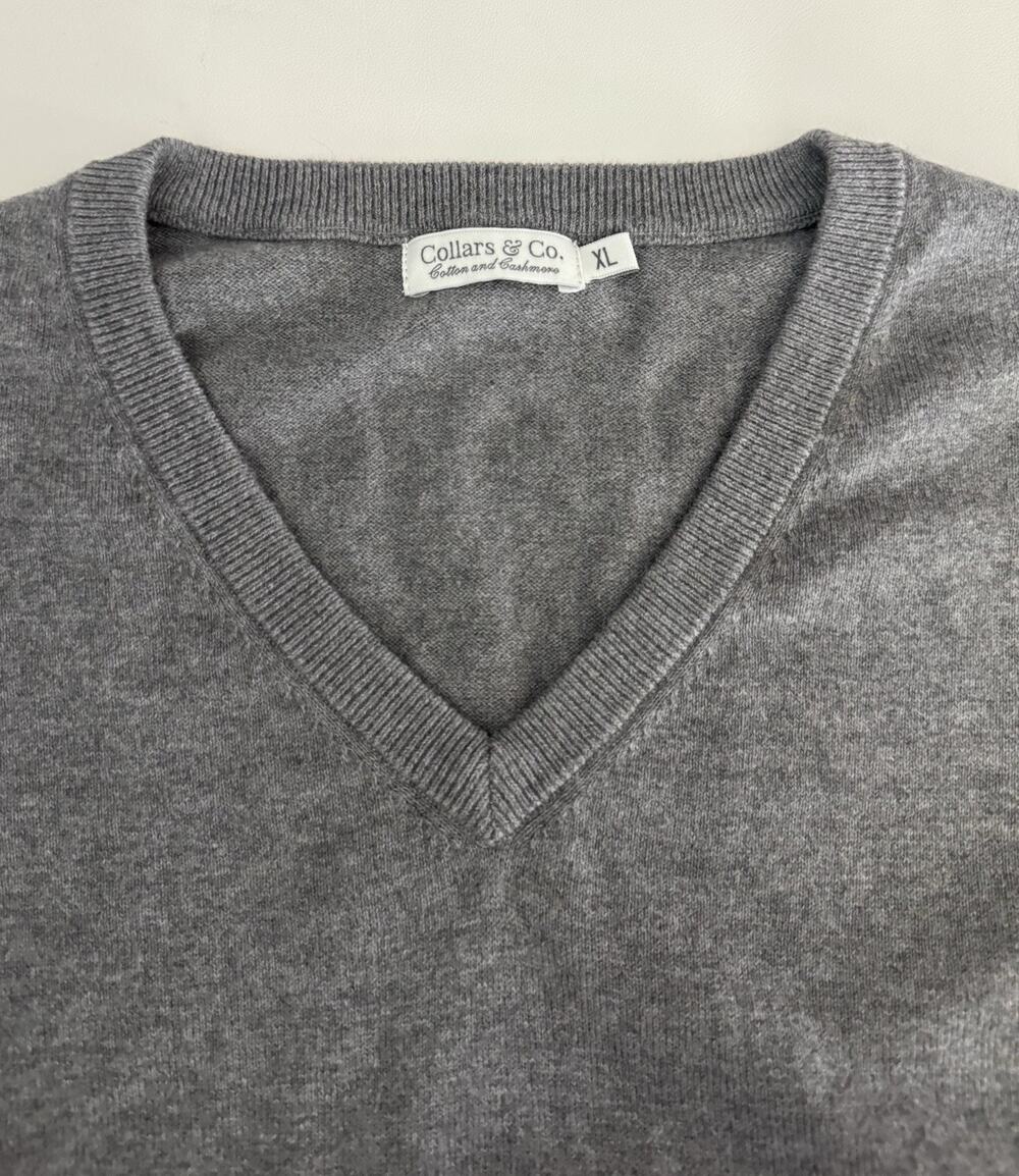 Collars & Co. Luxury Touch Cotton and Cashmere V-Neck Sweater Men’s XL Gray
